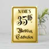 35th Birthday Party — Elegant Script + aangepaste Folie Uitnodiging (Staand Voorkant)