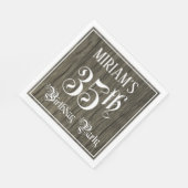 35th Birthday Party — Fancy script, Faux Wood Kijk Servet (Hoek)