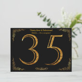 35th Birthday party, Gatsby styl, zwarte gouden gl Kaart (Staand voorkant)