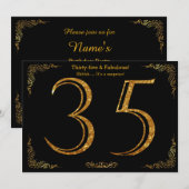 35th Birthday party, Gatsby styl, zwarte gouden gl Kaart (Voorkant / Achterkant)