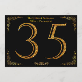 35th Birthday party, Gatsby styl, zwarte gouden gl Kaart