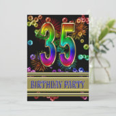 35th Birthday party Invitation with bubbles Kaart (Staand voorkant)