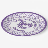 35th Birthday Party Number Pattern Paars/White Papieren Bordje (Gekanteld)