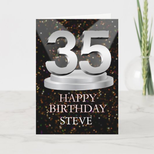 35th Birthday Spotlights Voeg een naam toe Kaart (Voorkant)