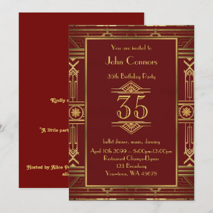 35th,Birthday-uitnodiging Man, Gatsby-stijl, elke Kaart