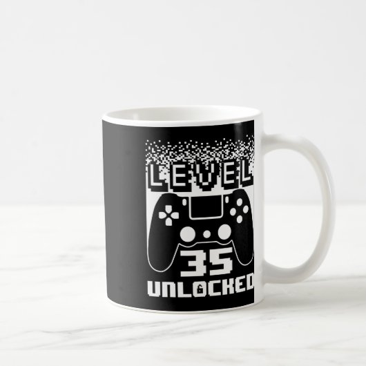 35th Birthday Voor Mannen Level 35 Ontgrendeld Gam Koffiemok (Rechts)