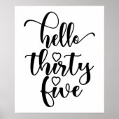 35th Birthday Women Hello 35 Cute 35 Years Old Poster (Voorkant)