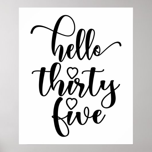 35th Birthday Women Hello 35 Cute 35 Years Old Poster (Voorkant)