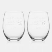 35th Coral - Jade Wedding Jubileum Wijnglas Zonder Voet (Achterkant)