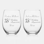 35th Coral - Jade Wedding Jubileum Wijnglas Zonder Voet (Voorkant)