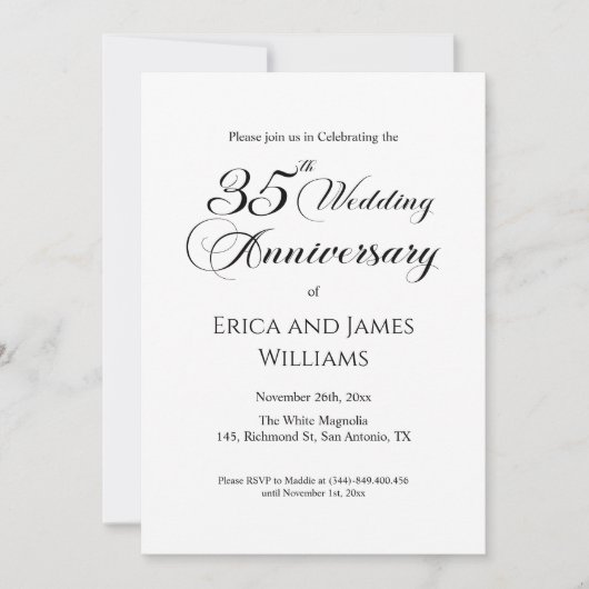 35th Coral Wedding Jubileum Elegant Script Kaart (Voorkant)