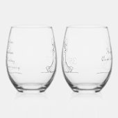 35th Coral Wedding Jubileum Line Art Couple Wijnglas Zonder Voet (Links)
