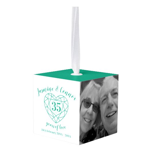 35th Emerald Wedding Jubileum aangepaste foto Decoratie (Achter hoekig)