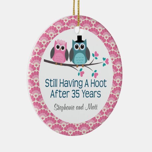 35th Jubileum Owl Personalized Ornament Gift (Rechts)