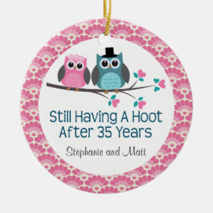 35th Jubileum Owl Personalized Ornament Gift