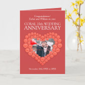 35th koraal sinaasappel trouwdag aangepaste foto kaart (Gele Bloem)