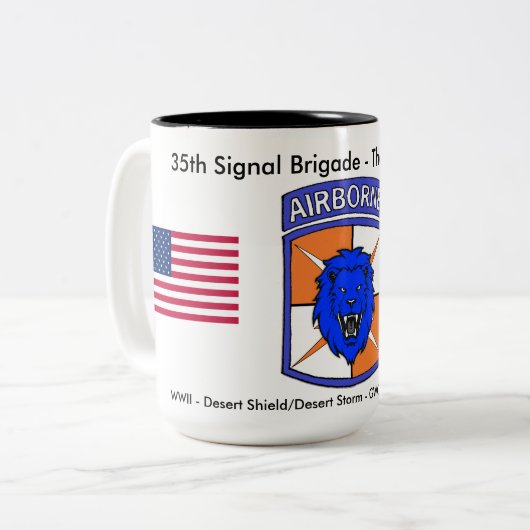 35th Signal Brigade Historic Coffee Mug #1 Tweekleurige Koffiemok (Voorkant links)