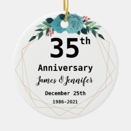 35th Wedding Anniversary Custom Names and Year Keramisch Ornament