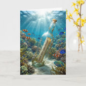 35th Wedding Anniversary Message in a Bottle Kaart (Gele Bloem)