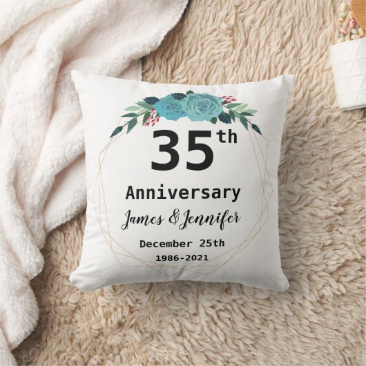 35th Wedding Jubileum Aangepaste namen en Jaar Kussen (Deken)