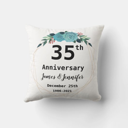 35th Wedding Jubileum Aangepaste namen en Jaar Kussen (Achterkant)