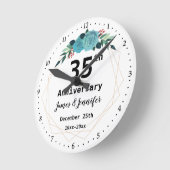 35th Wedding Jubileum Aangepaste namen en Jaar Ronde Klok (Hoek)