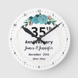 35th Wedding Jubileum Aangepaste namen en Jaar Ronde Klok