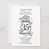 35th Wedding Jubileum Bloemen zwart-wit Kaart (Achterkant)