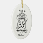 35th Wedding Jubileum Bloemen zwart-wit Keramisch Ornament (Rechts)