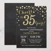 35th Wedding Jubileum Chalkboard Black en Gold Kaart (Voorkant / Achterkant)