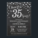 35th Wedding Jubileum Chalkboard Black Silver Kaart<br><div class="desc">35th Wedding Jubileum Chalkboard Black en Silver Invitation. 35 Jubileum. Chalkboard Black en Silver Glitter Diamond Background Zilveren Confetti. Volwassen verjaardag. Vrouw of Man Man Birthday Party. Voor verdere aanpassing,  te klikken gelieve de knoop "van de Aanpassing het"en ons ontwerphulpmiddel te gebruiken om deze sjabloon te wijzigen.</div>
