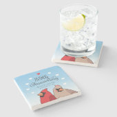 35th Wedding Jubileum, Kardinaal Pair Stenen Onderzetter (Zijkant)