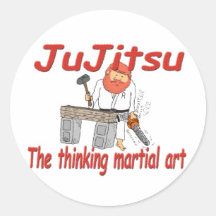 363 JuJitsu denkende artistieke cartoon Ronde Sticker
