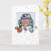 3653 Gewoon getrouwd auto grillig Kaart (Gele Bloem)