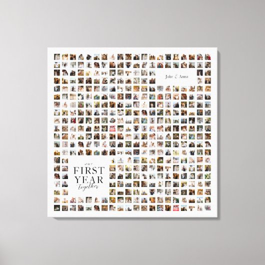 365 dagen Collage ons eerste jaar samen Keepsake Canvas Afdruk (Voorkant)