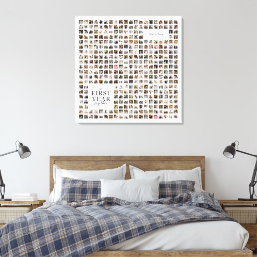 365 dagen Collage ons eerste jaar samen Keepsake Canvas Afdruk (Insitu (Slaapkamer))