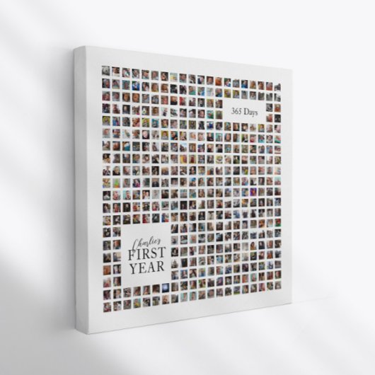 365 dagen Collage ons eerste jaar samen Keepsake Canvas Afdruk