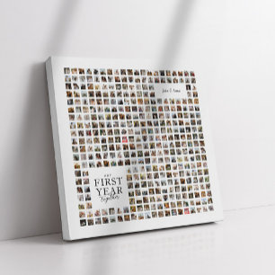 365 dagen Collage ons eerste jaar samen Keepsake Canvas Afdruk