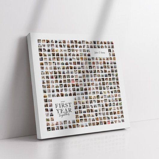 365 dagen Collage ons eerste jaar samen Keepsake Canvas Afdruk