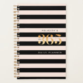 365 Daily Planner | Chic Gold, roze en zwarte stri (Voorkant)
