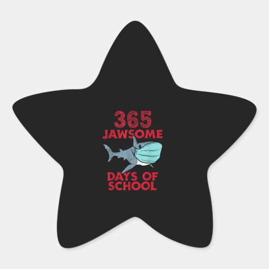 365 Jawsome Days School Shark Masker 100th Day Ster Sticker (Voorkant)