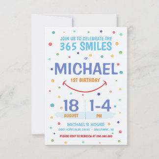 365 Smiles Invitation 1st Birthday