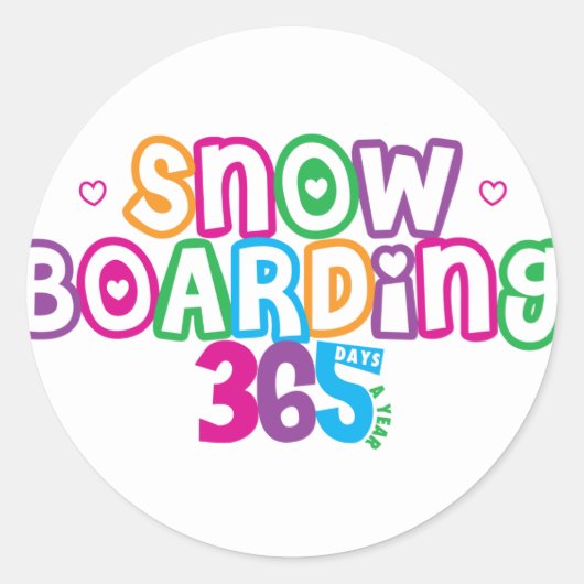 365 Sneeuwboarding Ronde Sticker (Voorkant)