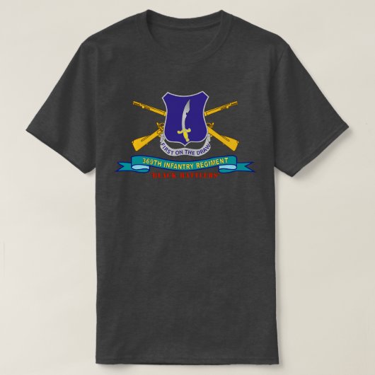 369e Infanterieregiment trekt eerst zwarte ratelaa T-shirt (Design voorkant)