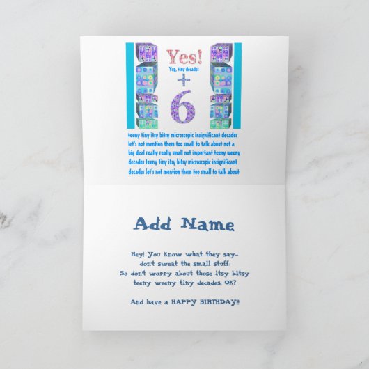 36 46 56 66 76 86 96 Jaar Jong! Gelukkige verjaard Kaart (Binnen)