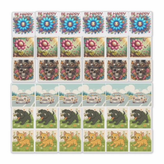 36 Assorted stickers steampunk and animals (Voorkant)