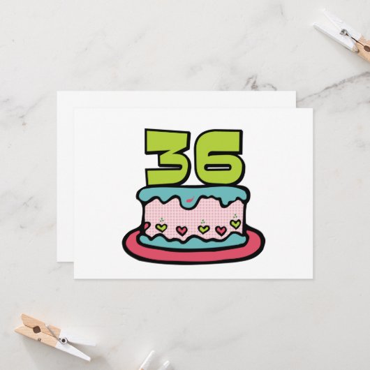 36 de Cake van de Verjaardag van éénjarigen Kaart (Voorkant / Achterkant in situ)