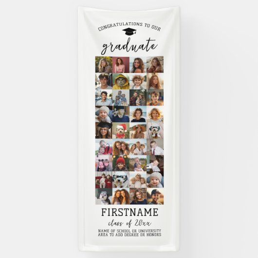 36 Foto Collage Afstuderen Modern Minimaal Wit Spandoek (Verticaal)