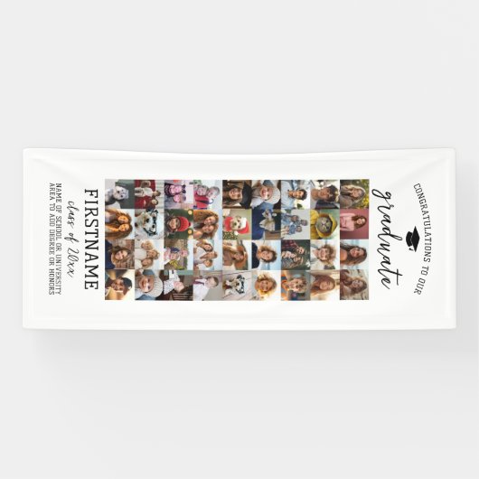 36 Foto Collage Afstuderen Modern Minimaal Wit Spandoek (Horizontaal)