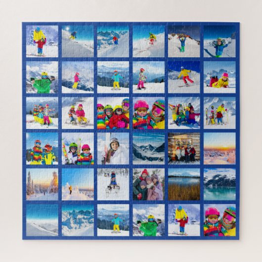 36 Foto Raster Collage Donkerblauw Legpuzzel (Verticaal)
